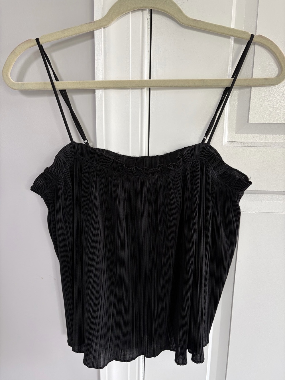 Madewell Black Pleated Spaghetti Strap Tank